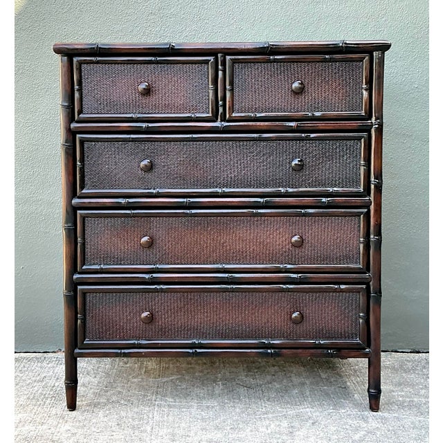 Mid-Century Modern Vintage Woven Rattan Chest of Drawers For Sale - Image 3 of 12