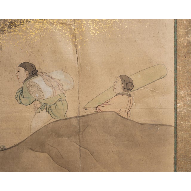 19th C. Japanese Edo Six Panel Screen Chinese Official's Gathering For Sale - Image 15 of 18