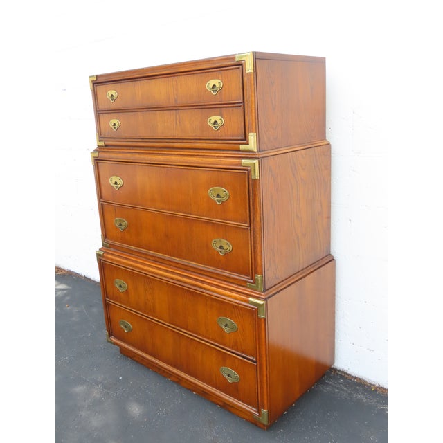 Hollywood Regency Lexington Furniture Hollywood Regency Campaign Tall Chest of Drawers 6637 For Sale - Image 3 of 18