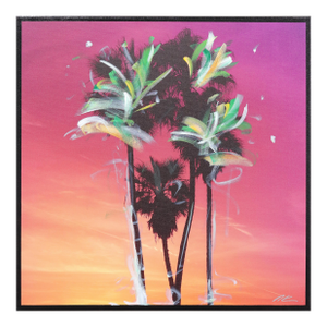 Palms 2 - Night Vibes - Original California Palm Tree Night Scene Acrylic on Canvas Photograph by Pete Kasprzak