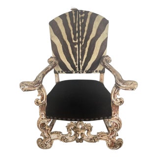 19th Century Italian Armchair With Zebra Upholstery For Sale