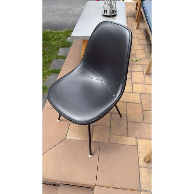 Black 1971 Herman Miller Eames Upholstered Fiberglass Shell Side Chair DSX With Original Labels For Sale - Image 8 of 12
