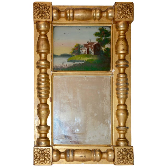 Early 20th Century Gold Gilded Mirror With Reverse Painting For Sale - Image 13 of 13