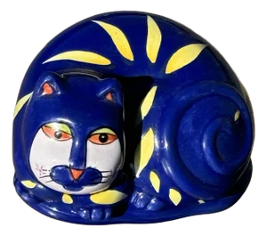 1990s Hand Painted Cat Trinket Box