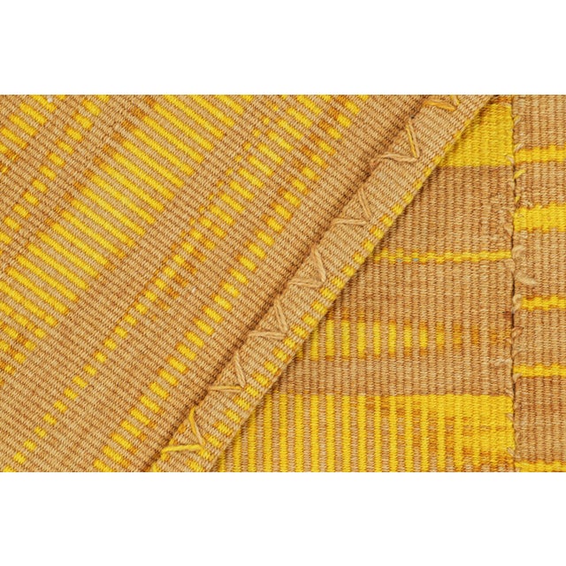 Textile Rug & Kilim’s Contemporary Kilim in Yellow and Beige-Brown Stripes and Geometry For Sale - Image 7 of 7
