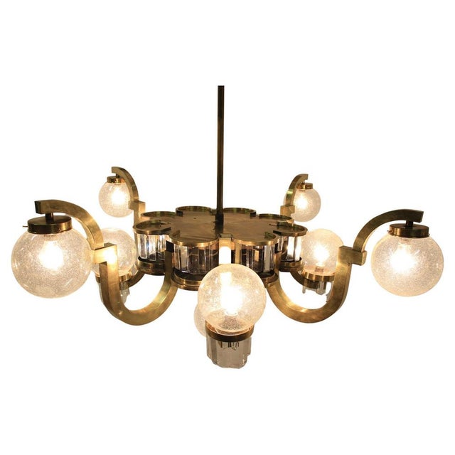 Big Art Deco Chandelier in Brass, 1930s For Sale - Image 14 of 14