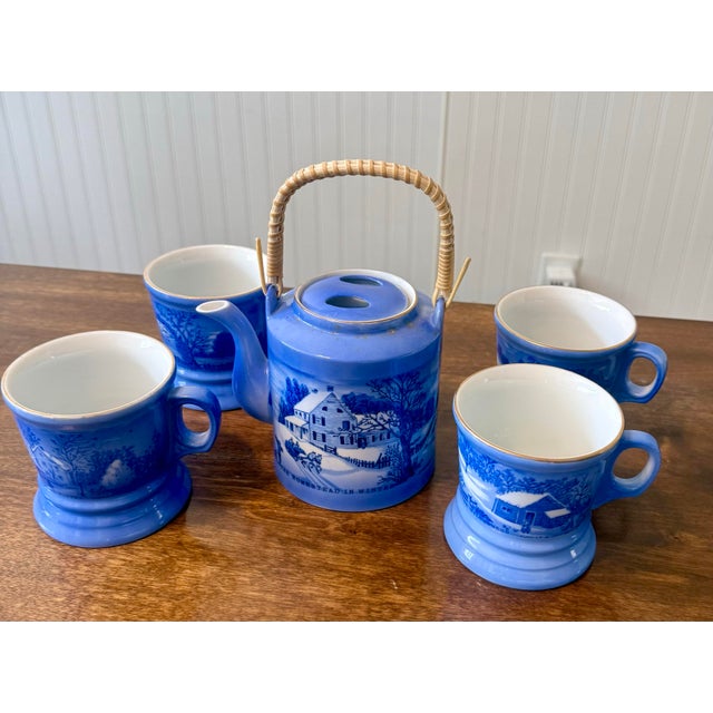 Mid 20th Century Currier & Ives Tea Set - Set of 5 For Sale - Image 12 of 12