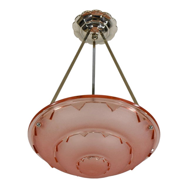 French Art Deco Pendant Light by Jean Gauthier Ejg Ezan 1930s France For Sale