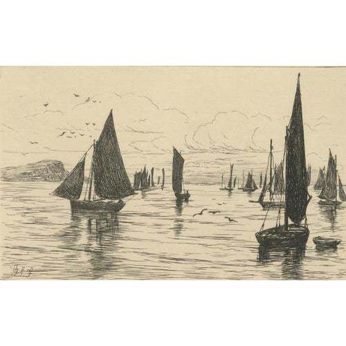 Paper George S. Ferrier, Fshing Boats, 1879, Etchings, Set of 2 For Sale - Image 7 of 10