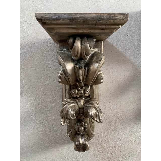 Baroque Late 19th Century Neo-Baroque Handcarved Silverwood Wall Brackets, a Pair For Sale - Image 3 of 13