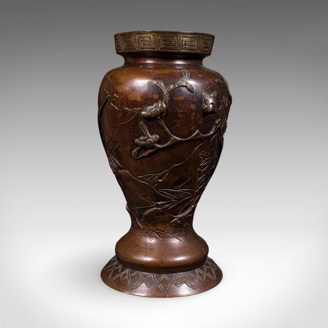 Late 19th Century Pair of Antique Decorative Meiji Vases, Japanese, Bronze, Bouquet Pot, Victorian For Sale - Image 5 of 12