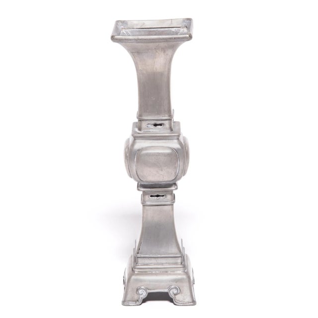 Silver 3 Piece Set of Chinese Gu Form Vases With a Tall Arched Handle Censer, C. 1900 For Sale - Image 8 of 13