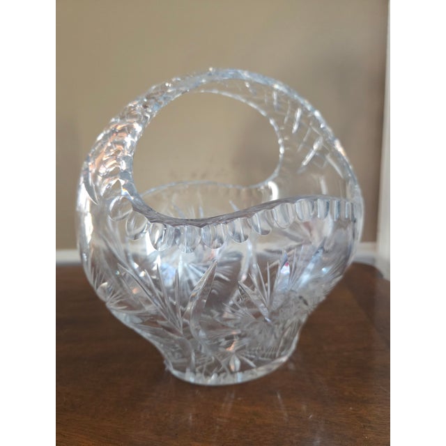 Glass Antique American Brilliant Cut Centerpiece Basket For Sale - Image 7 of 9
