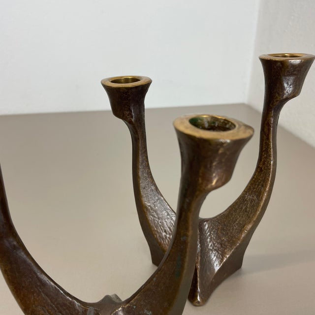 Charcoal Mid-Century Brutalist Bronze Candleholders, Michael Harjes, Germany, 1960s, Set of 2 For Sale - Image 8 of 18