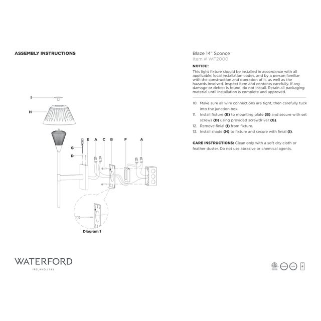 Waterford for Visual Comfort Signature Blaze 14" Sconce in Natural Brass with Clear Crystal For Sale - Image 14 of 14