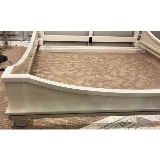 Original retail $19,995, stylish Maitland-Smith Modern Ivory Bolero King Bed, the frame is solid malay beechwood. A...