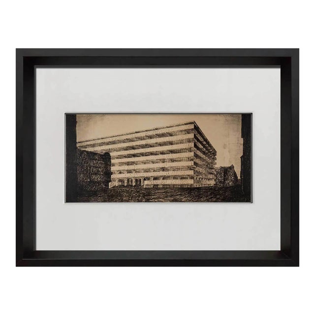 Mies Van Der Rohe (1886-1969) Limited Edition Lithograph | Concrete Office Bldg 1922 For Sale