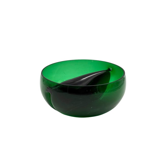Mid-Century Green Glass Bowl / Centerpiece, Italy 1960s For Sale - Image 11 of 13