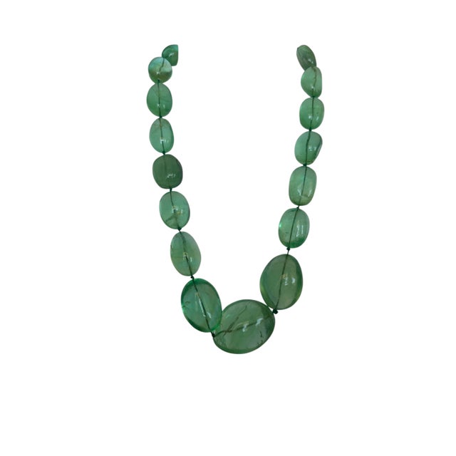 Gemstone Fluorite Bead Necklace Tumble Large Smooth Green Polished Nugget Adjustable Length For Sale - Image 17 of 18