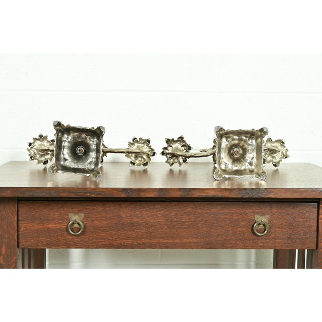 Tiffany & Co. Style Antique Victorian Silverplate Three-Light Candelabras, Pair For Sale - Image 10 of 12