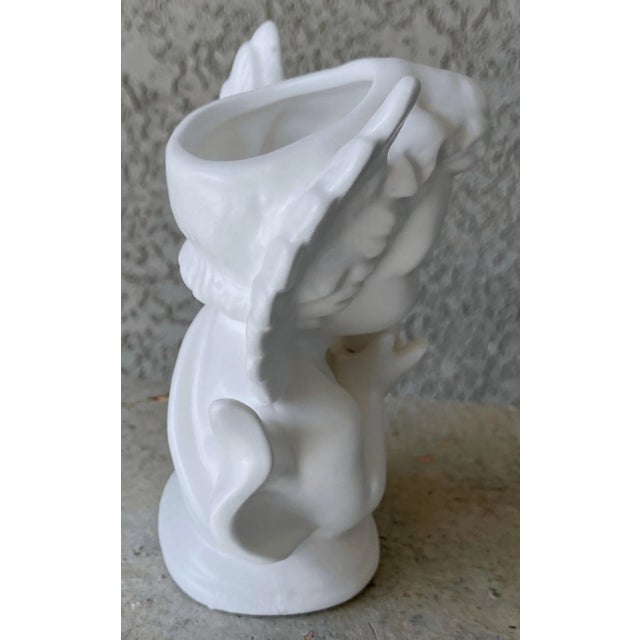 Circa 1960 Petite Bisque Porcelain Angel & Dove Vase, Japan For Sale - Image 12 of 12
