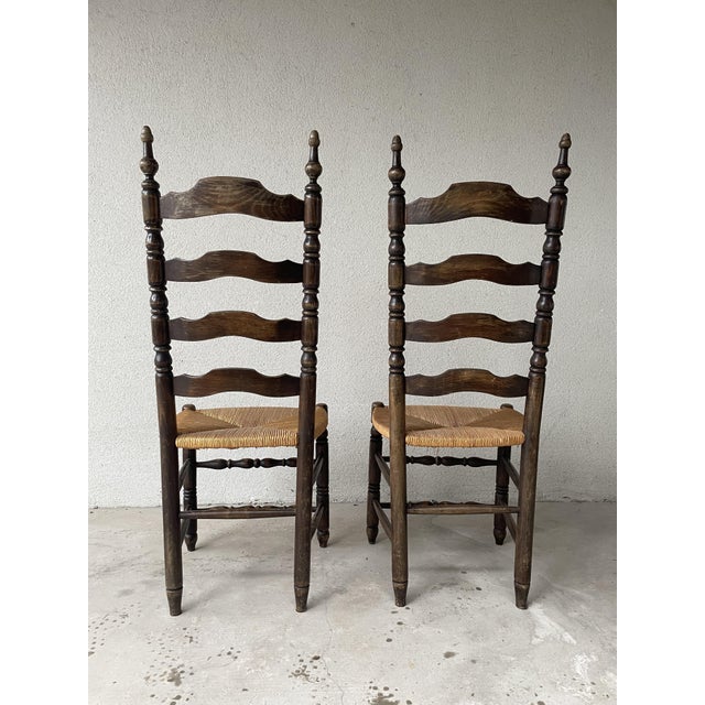 Country-Style Chairs in Walnut and Straw, 1950, Set of 2 For Sale - Image 15 of 17