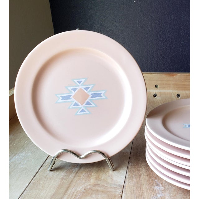 Mid-Century Modern Vintage Southwest Stoneware Salad Plates - Set of 8 by Treasure Craft For Sale - Image 3 of 10
