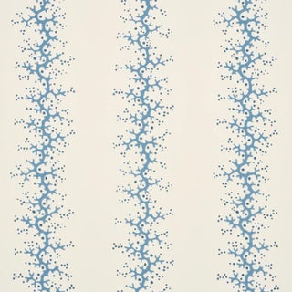 SAMPLE - Schumacher Coral Stripe Wallpaper In Blue For Sale