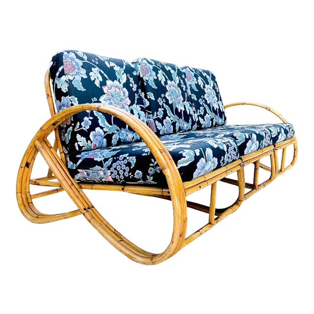 Mid-20th Century Rattan Three Strand 3/4 Pretzel Modular Sofa For Sale