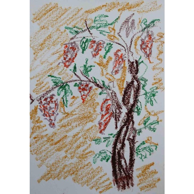 This original drawing by Alfredo Pizzi presents a vivid, expressive interpretation of natural elements, rendered with oil...