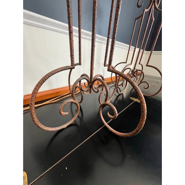 1960s Mid Century Spanish Revival Wrought Iron Table Lamps With Hand Forged Scrollwork For Sale - Image 5 of 8
