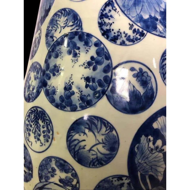 Large Japanese Decorative Blue and White Porcelain Vases, Set of 2 For Sale - Image 6 of 14