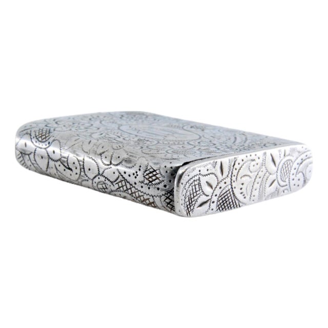 Silver Matchbox with Engraved Plant Motifs For Sale