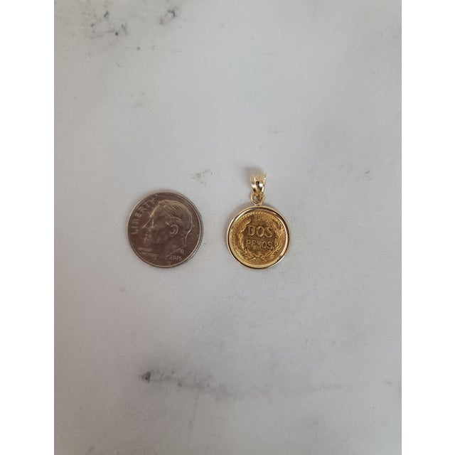 2020s 1945 Dos Pesos Gold Coin Pendant with Polished Bezel For Sale - Image 5 of 5