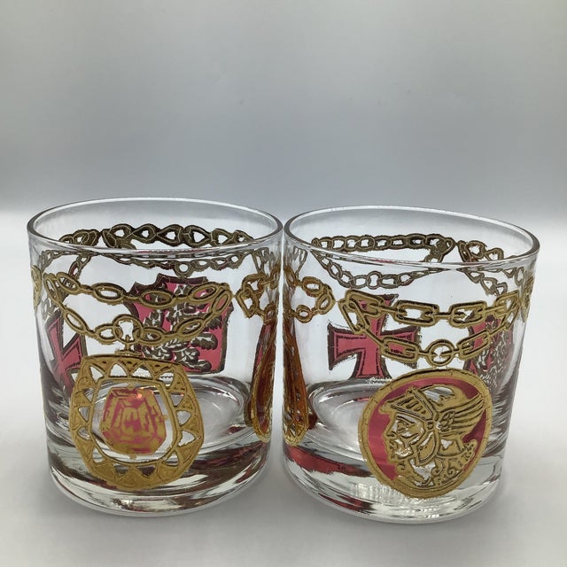 Gold George’s Briard Medallion Rocks Glasses-Set of 4 For Sale - Image 8 of 12