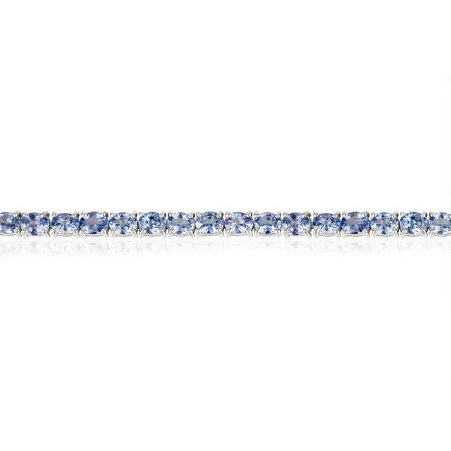 Minimalism Natural Tanzanite December Birthstone Tennis Bracelet in Solid Silver For Sale - Image 3 of 11