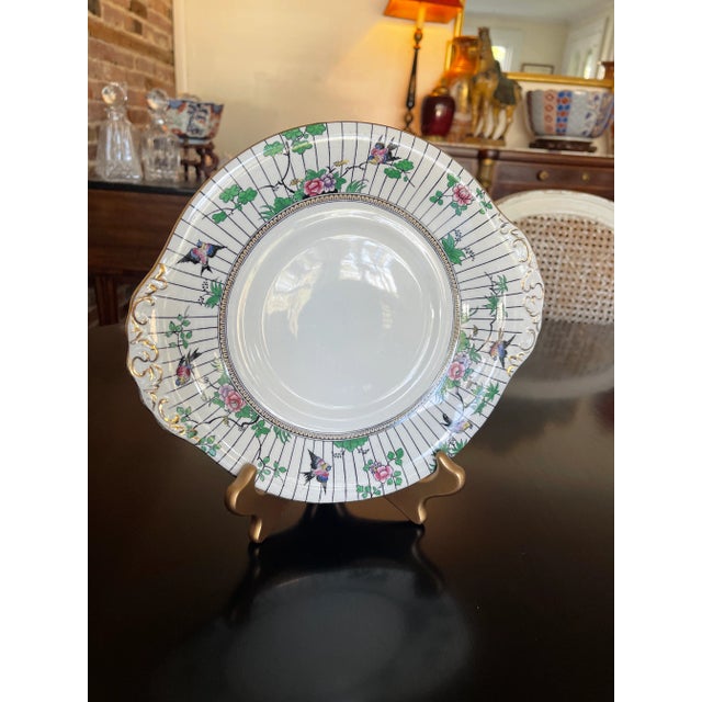 Booth's Antique Chinoiserie Booth's Gilt Scalloped Platter "Springtime" For Sale - Image 4 of 11