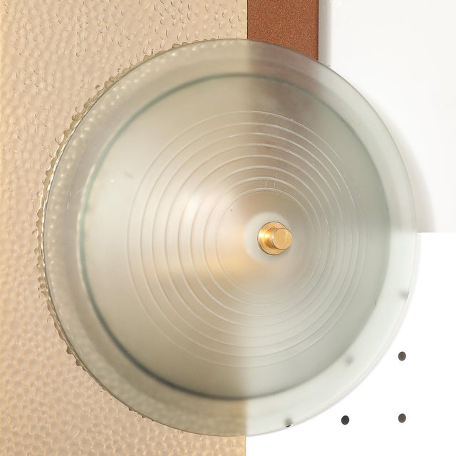 Modern Brutalist Multi-Paneled Sconces in Bronze, Polished Brass & White Enamel For Sale - Image 14 of 17