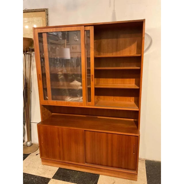 Brown 1970s Poul Hundevad Teak Glass Door Bookcase / China Cabinet Made in Denmark For Sale - Image 8 of 12