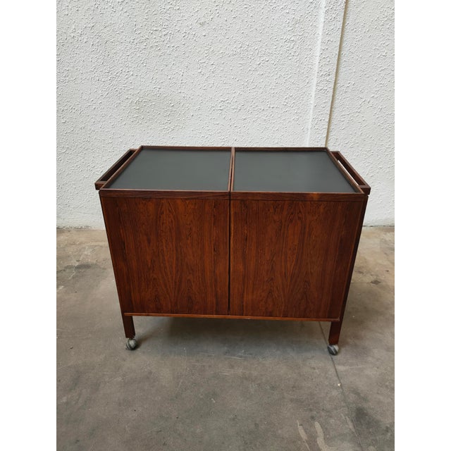 Wood Mid-Century Modern Palisandro Bar Cart, 1980 For Sale - Image 7 of 8