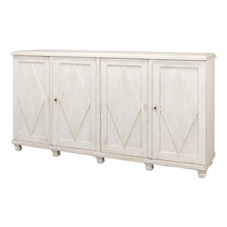 French Country 4-Door Sideboard, 88" - Whitewashed Reclaimed Pine For Sale