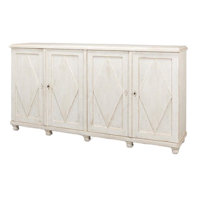 French Country 4-Door Sideboard, 88" - Whitewashed Reclaimed Pine For Sale