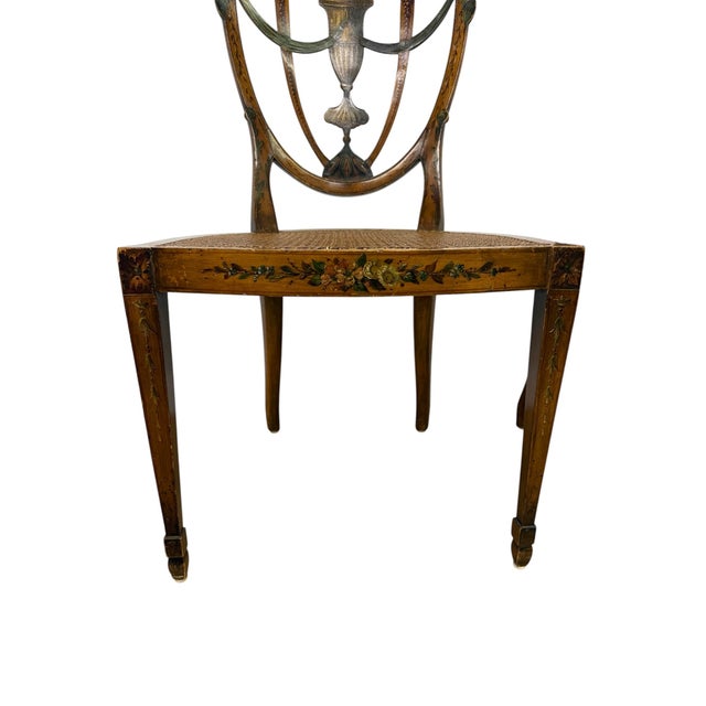 Late 19th Century Pair of Antique 19th Century English Federal Hepplewhite Caned Side Chairs For Sale - Image 5 of 14