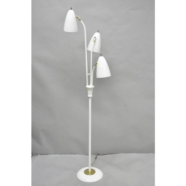 Mid 20th Century Gerald Thurston for Lightolier Mid Century Modern White Metal Pole Floor Lamp For Sale - Image 14 of 14