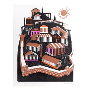 Greek Temples, Arthur Seiden Silkscreen, Signed and Numbered in Pencil