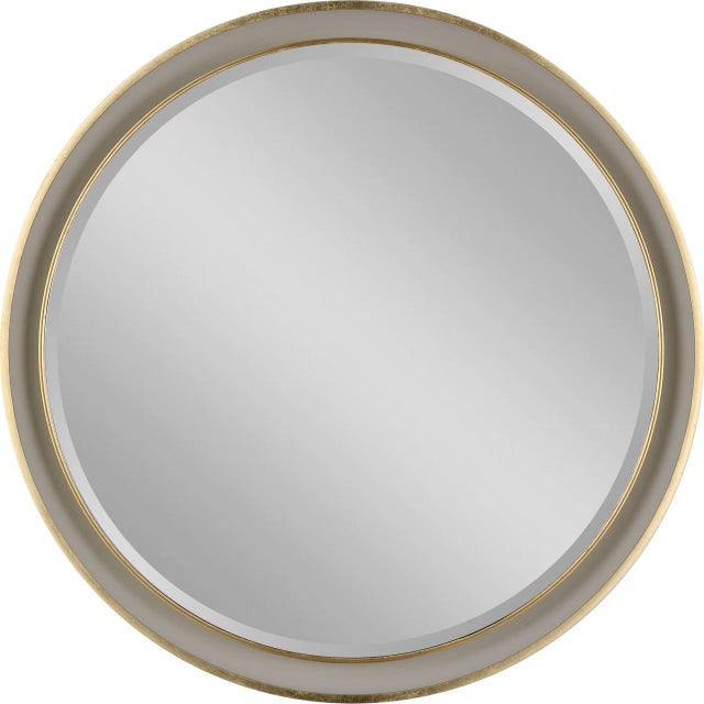 Visual Comfort Thomas O'Brien for Visual Comfort Signature Tricia 24" Illuminated Round Mirror in Polished Nickel and Gild For Sale - Image 4 of 11