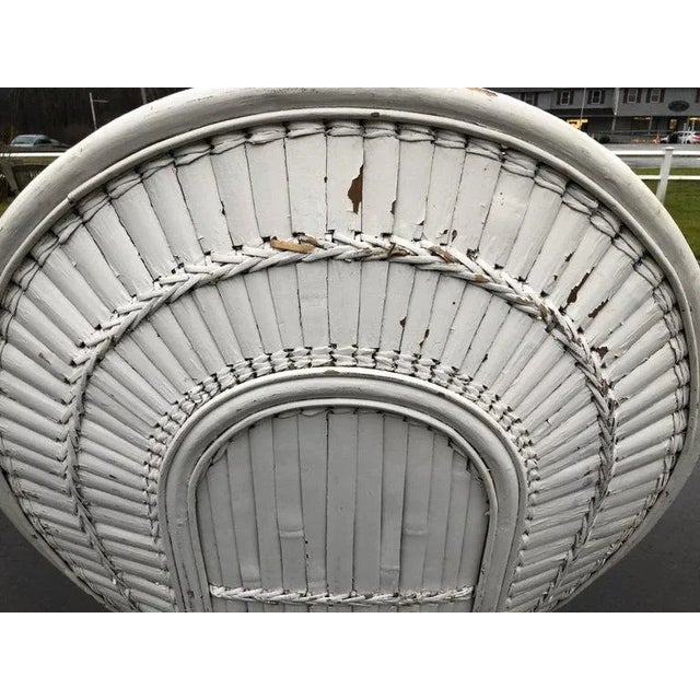1970s White Split Bamboo Peacock Chair For Sale - Image 10 of 13