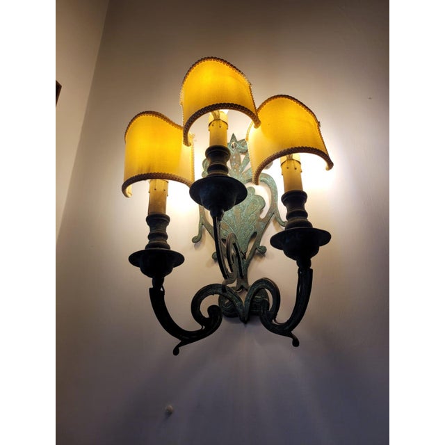 1940s Bronze Wall Lamps, Italy, 1940s, Set of 2 For Sale - Image 5 of 11