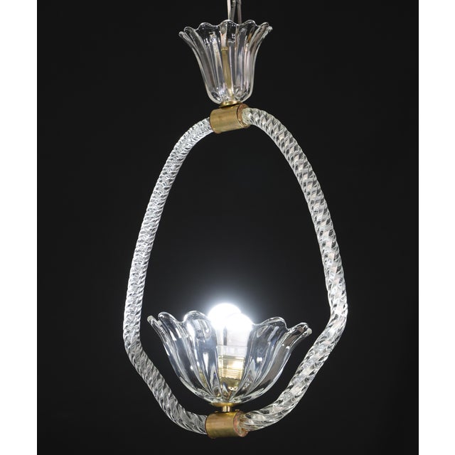 Petite Art Deco Pendant Chandelier by Ercole Barovier, 1940s For Sale - Image 12 of 18