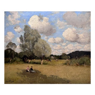 Paul Lecomte, Pastoral Scene, 1800s, Oil on Canvas For Sale